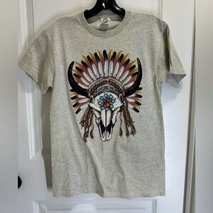 Delta Gray Graphic Tee with Native Design